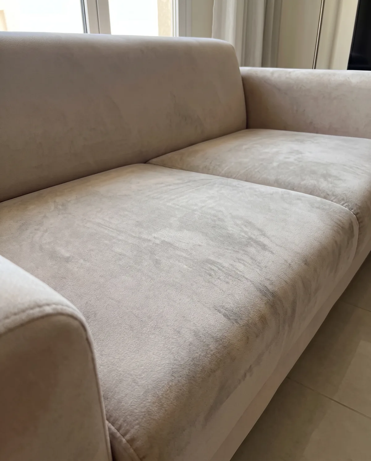 Sofa before steam cleaning
