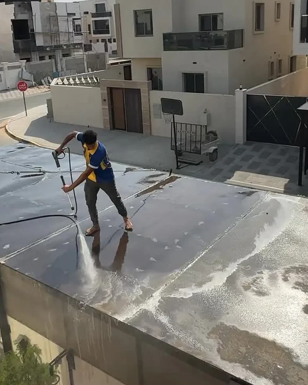 Roof pressure washing